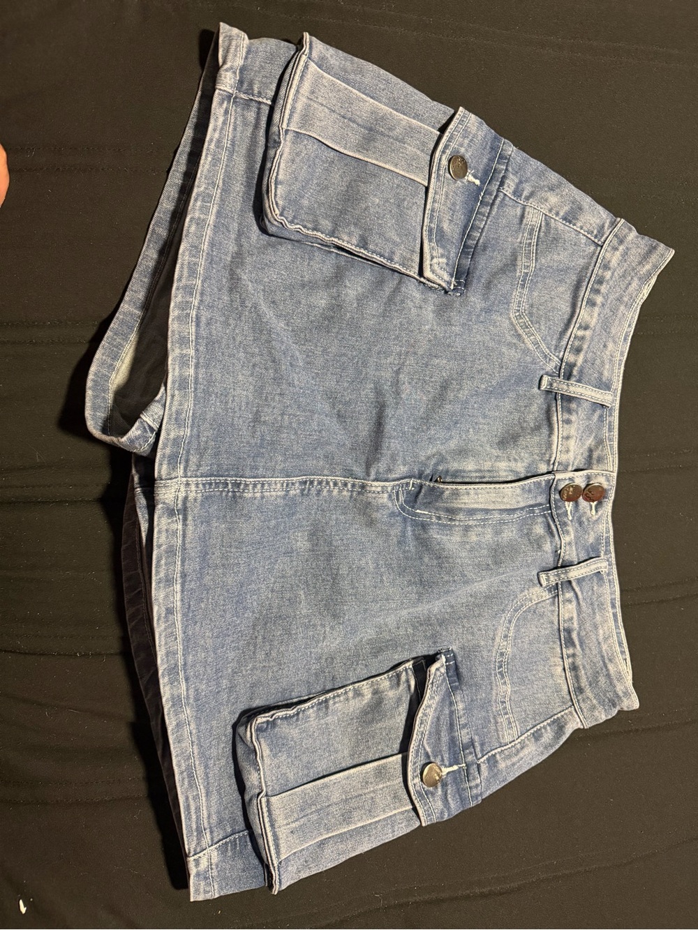 Blue Denim Cargo Pocket Women's Shorts